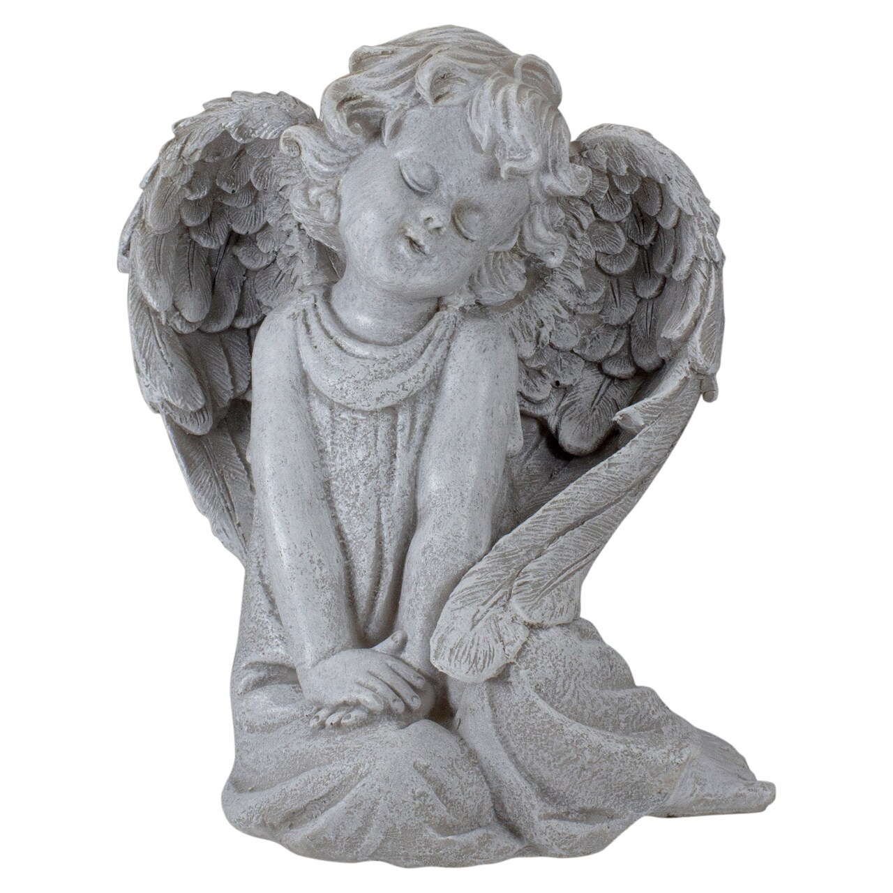 Northlight 8.75" Gray Sitting Angel with Wings Outdoor Garden Statue
